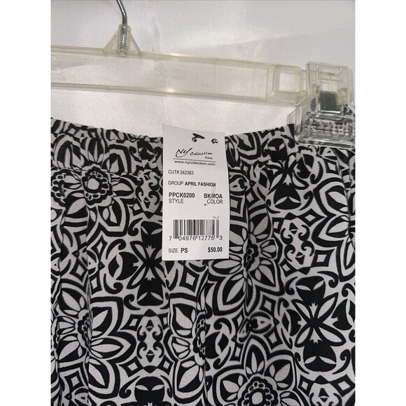 NY Collection Woman Midi Skirt Black White Floral Pattern Women's Size PS - Picture 4 of 6